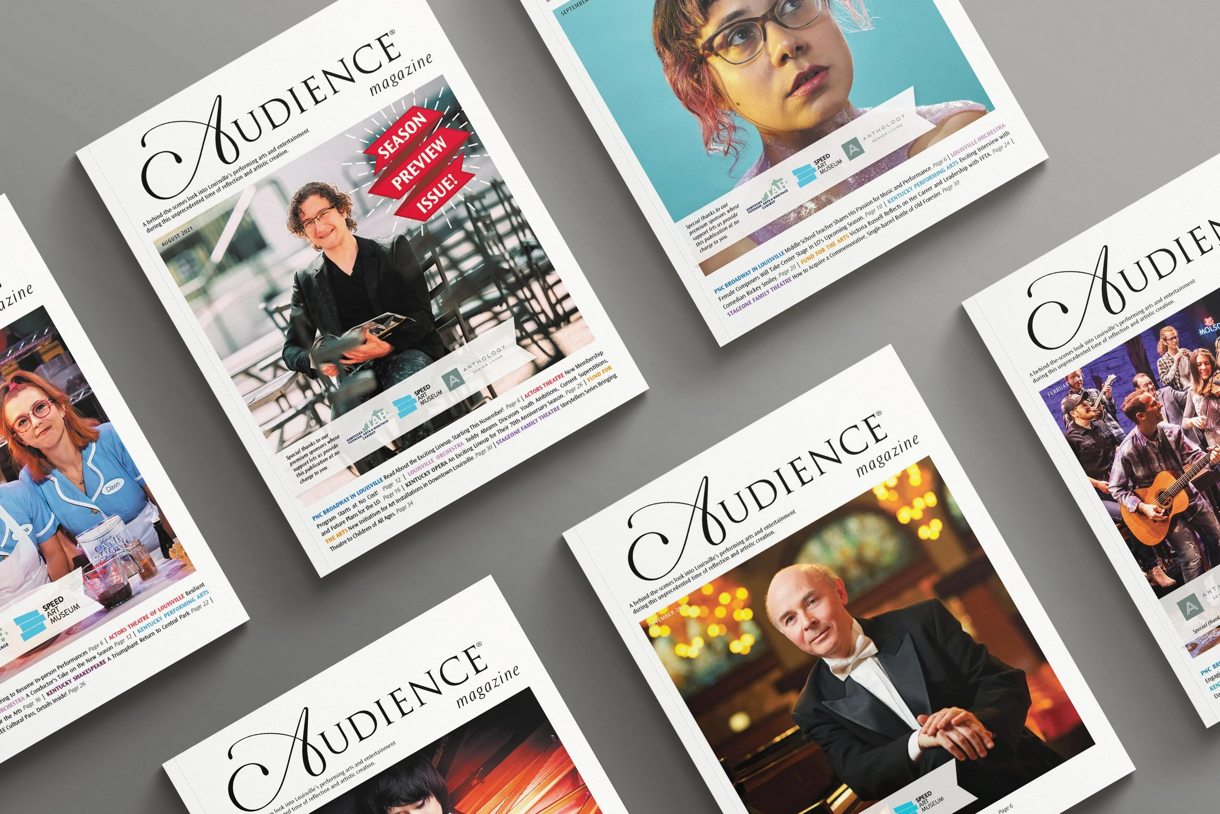 We partner with The Audience Group to produce monthly issues of Audience Magazine. Frosting Creative Co. is a Louisville-based book designer that help arts groups reach their goals. 