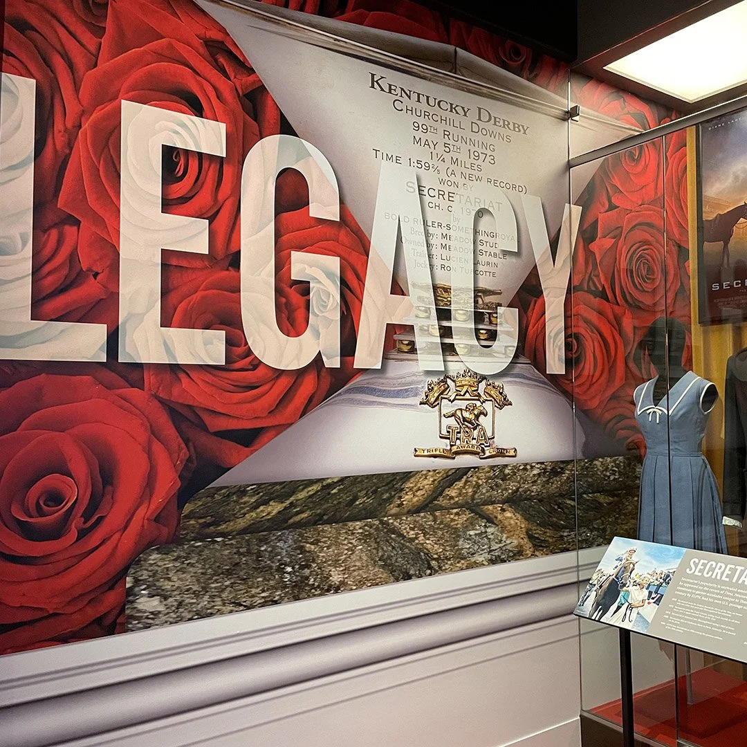 We partnered with Solid Light, Inc. to design this museum exhibit honoring Secretariat in Louisville, KY. Frosting Creative Co. excels in environmental graphic design. 