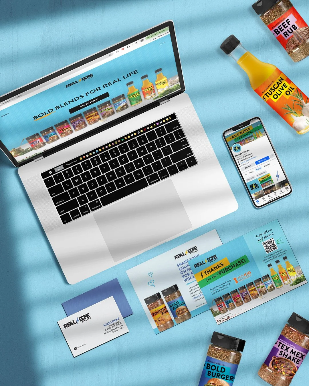 Visual identity, packaging, website design, and brand/logo design for Real Life Kitchen. Frosting Creative Co. can help your food and beverage brand reach its goals.