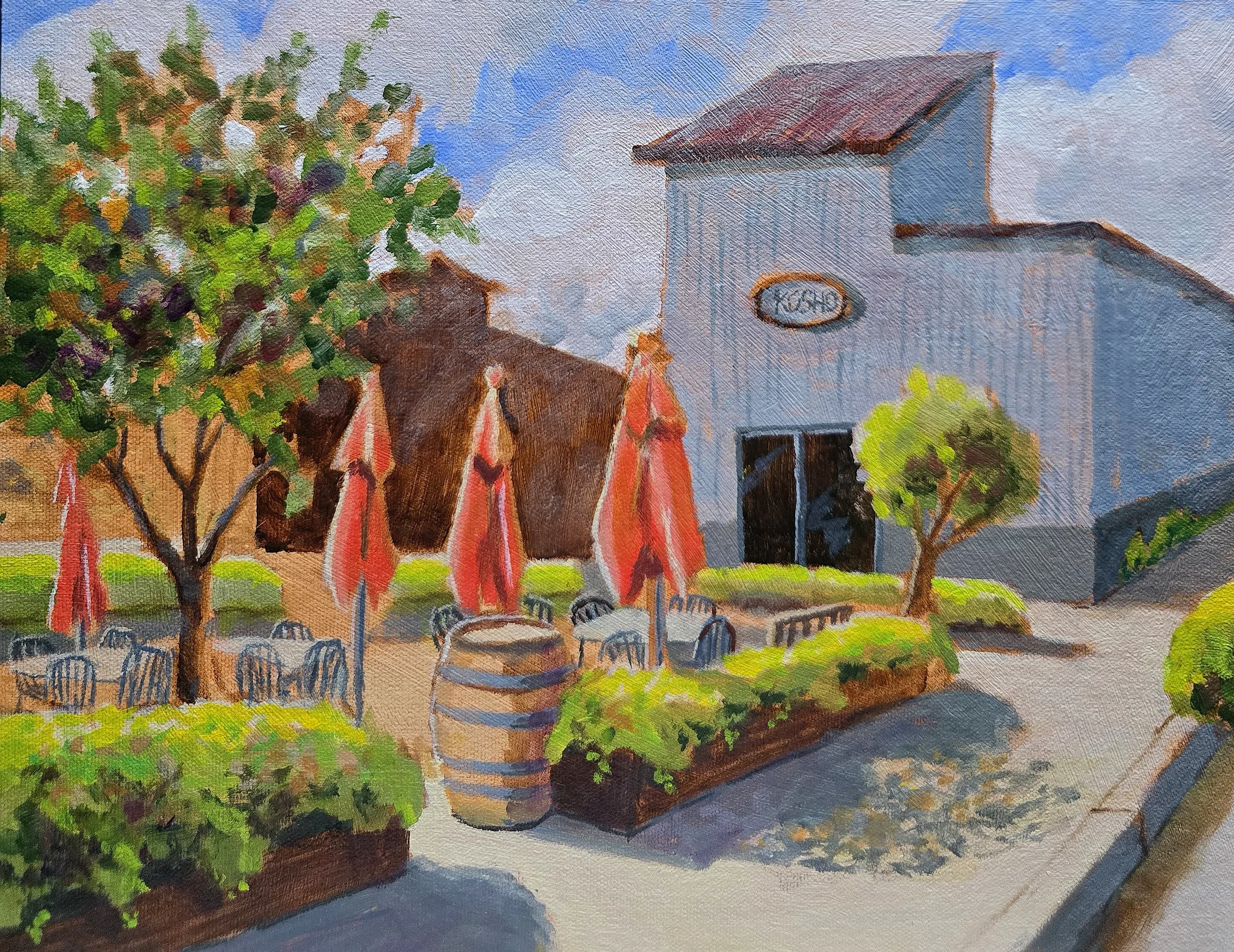 "Early Morning at the Barlow Marketplace"   9in x 12in