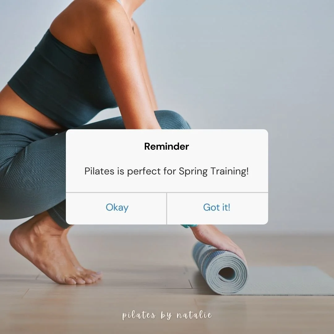 Pilates builds a strong, stable core and improves flexibility, posture, and body awareness, creating a balanced foundation that boosts athletic performance while preventing injuries, making it the perfect pair for Spring Training!