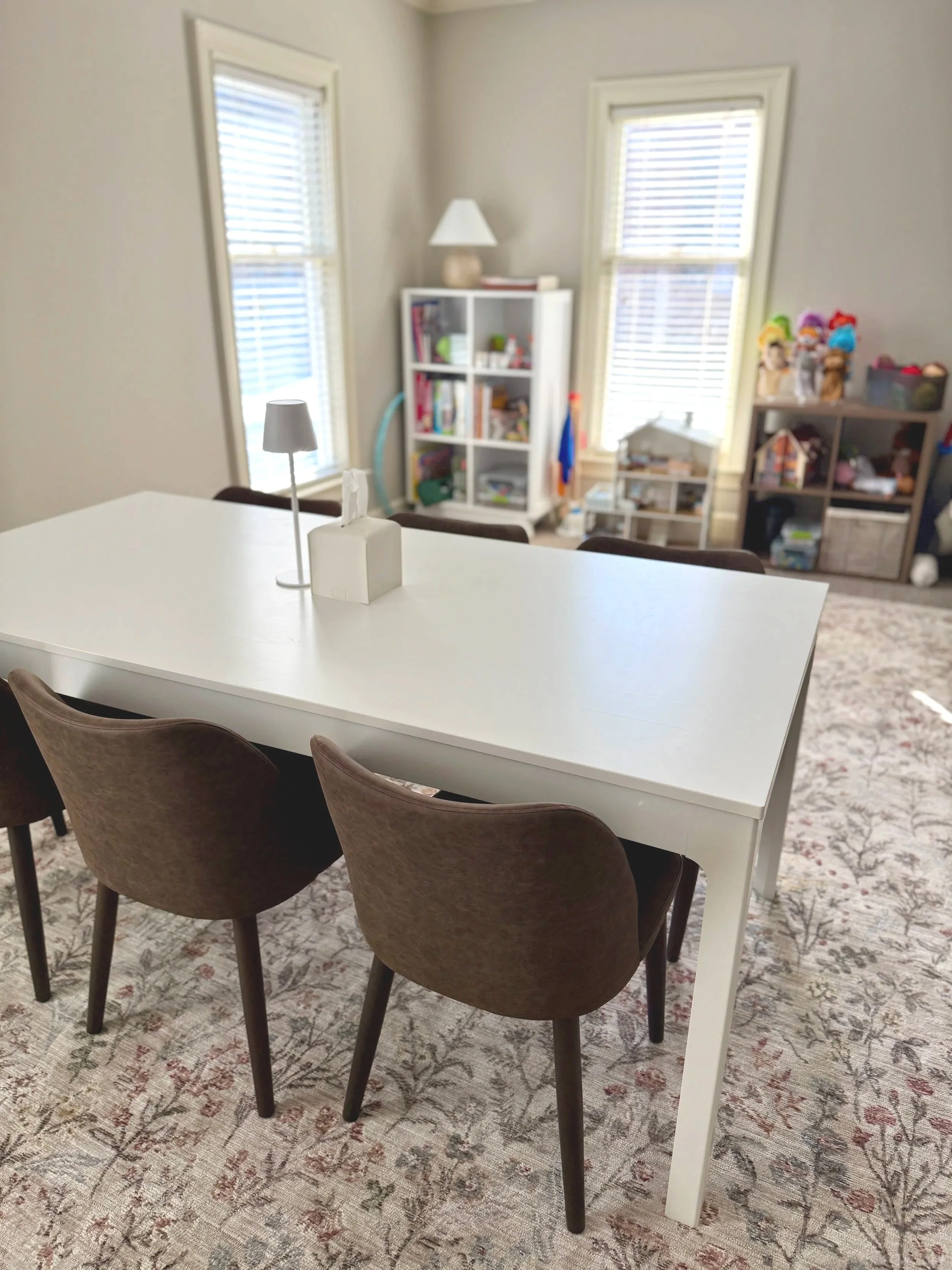 Group therapy room and play therapy room at Tolleson Counseling Center