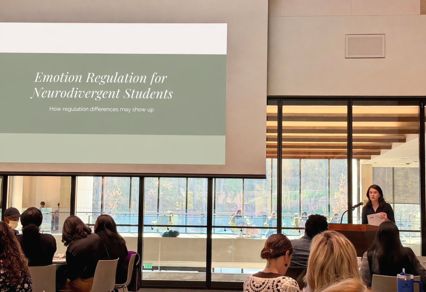Dr. Ashley Tolleson presenting on emotion regulation to learning specialists in Atlanta, GA