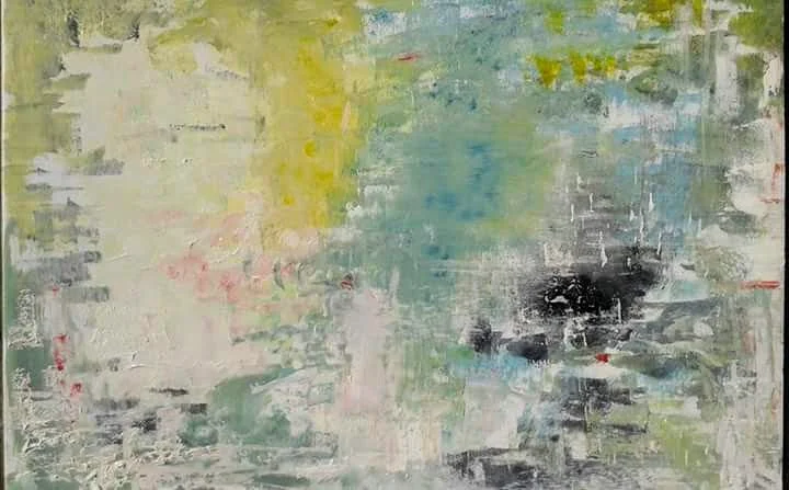 'Subterranean Garden' SOLD

A blend of soft pastel colors merges with bold splashes of black, creating a serene yet dynamic composition. The interplay of light yellows, greens, blues, and hints of red suggests a natural, almost landscape-like quality
