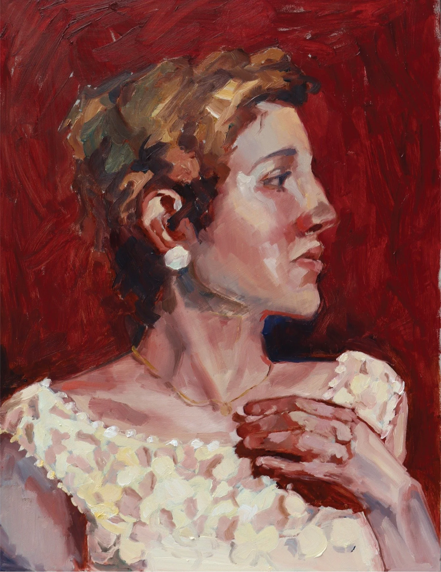 I love painting lace. Oil on Board. For Sale. DM me <3 #portraitpainting #sydneyartist #oilpainting