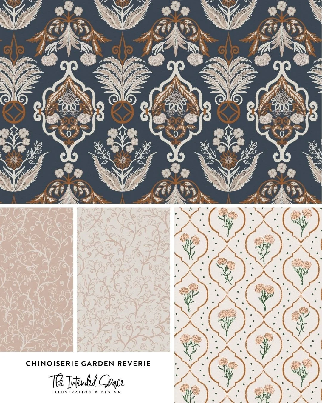 Added a little dark and moody vibe to this Chinoiserie pattern collection! It brings a little dark elegance to the collection I feel 🤭🤭 Do you agree?⁣
⁣
This collection is now available for licensing and collaboration!⁣
⁣
Art Licensing - Chinoiseri