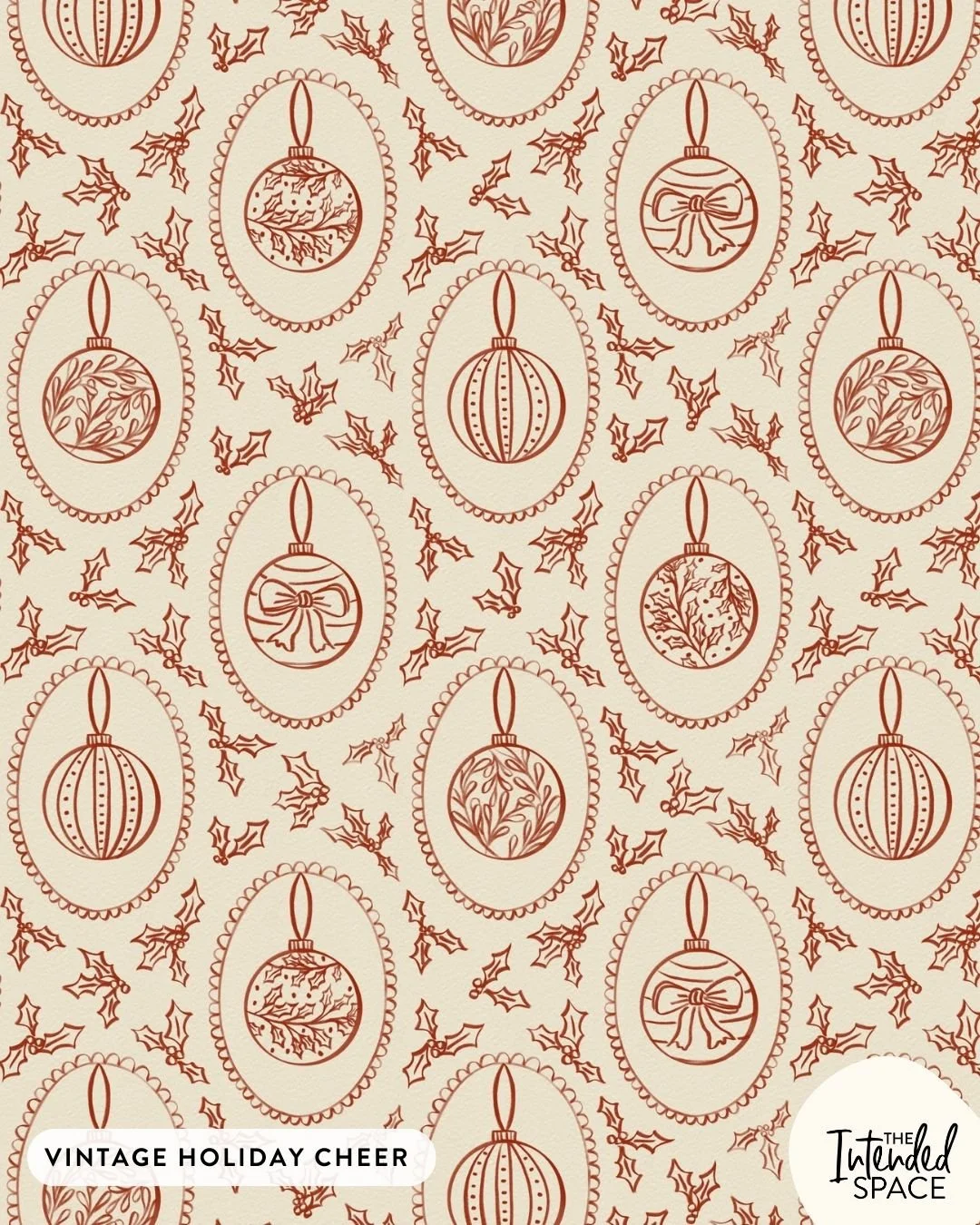 This is one of those patterns that I had a million version of sketches before finalizing how I want it to be! And... it only took very little time to actually do the final pattern 😆 These Christmas ornaments were fun to draw and I like how sophistic