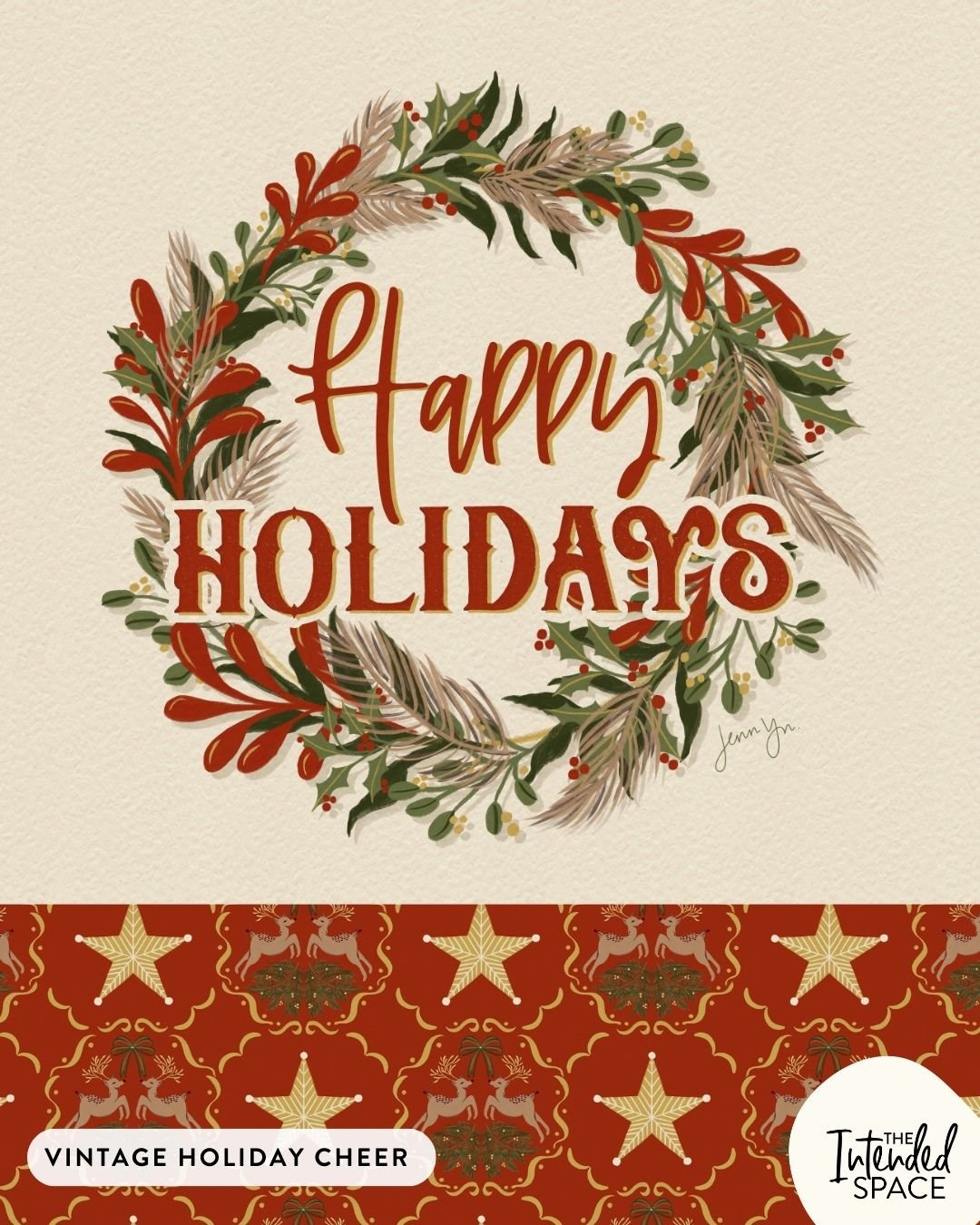 This year is my first time making a Christmas wreath for our house. Having something handmade instead of mass produce definitely feeling more special!⁣
⁣
This is part of my Vintage Holiday Cheer Collection. Contact for licensing.⁣
⁣
Christmas art - C