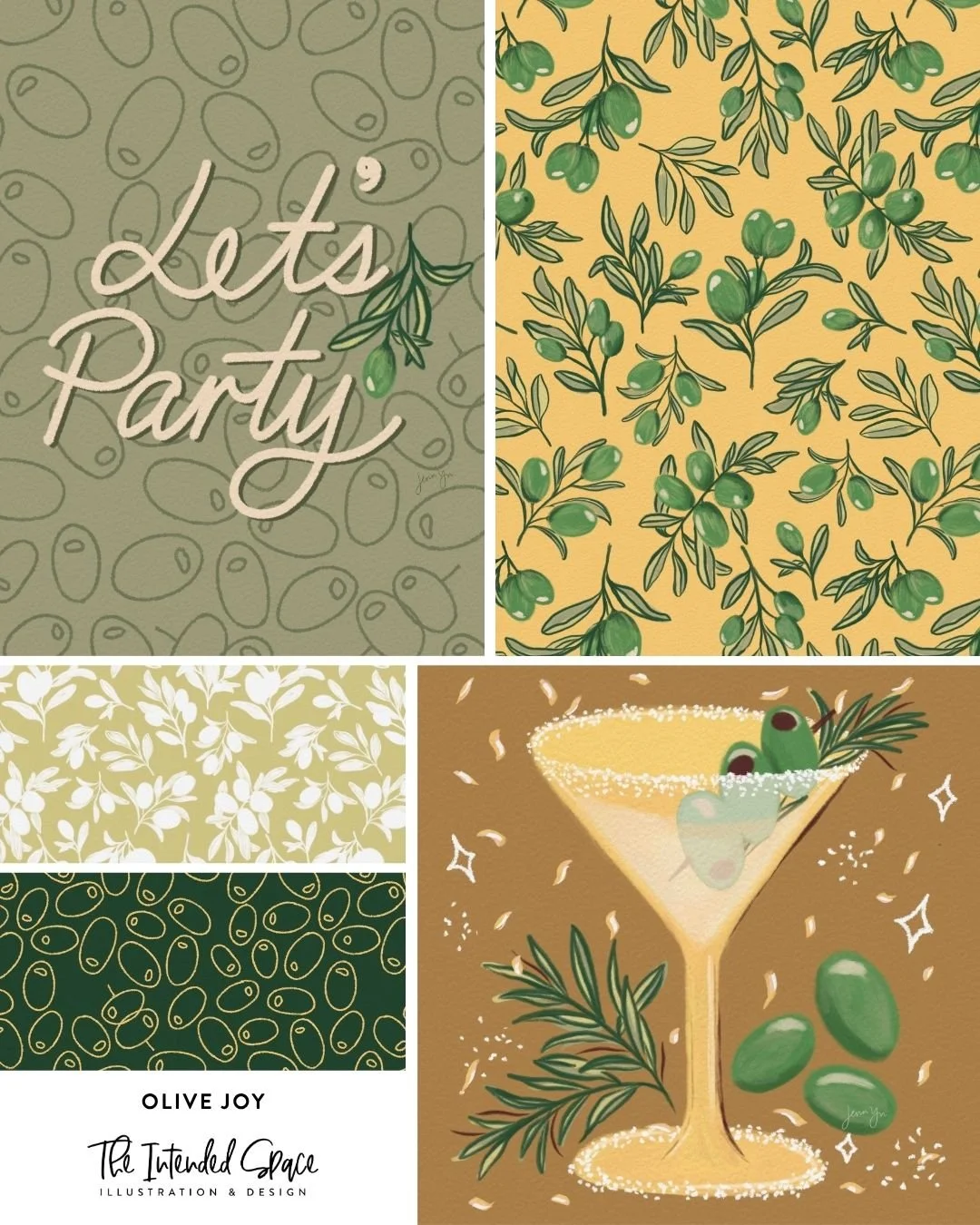 Olive is one of the trendy elements in CatCoq's 2026 Trend Report! I created this collection with this in mind! Olive works perfectly with cocktails, and you know, cocktails are basically always trending! ⁣
⁣
Did you know that I have artworks feature