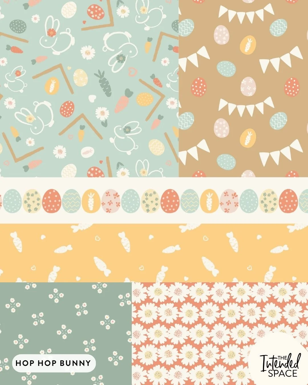 Happy Easter! ⁣
⁣
A spring and Easter pattern collection designed with gift bags, wrapping paper, party supplies and disposable partyware in mind! Many more colorways available for each pattern!⁣
⁣
P.S. a small secret: the bottom right floral pattern