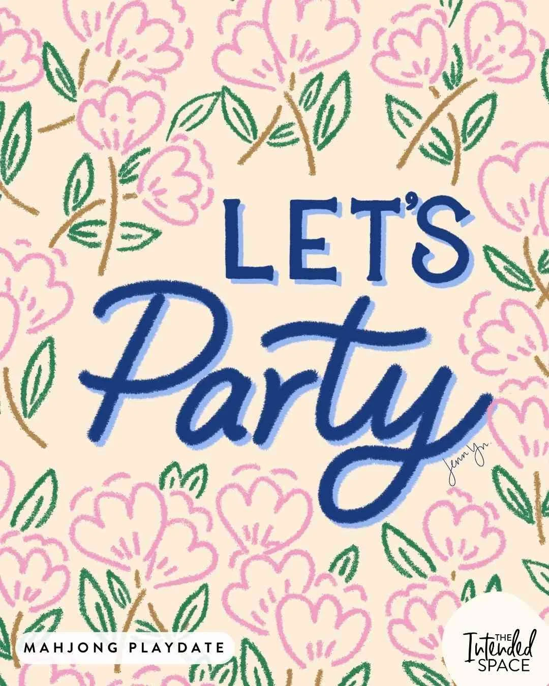 I have been incorporating more of my own hand lettering into my work. I think it pairs pretty well with my illustration style! This illustration and seamless pattern work great as party invitations or as party napkins and party disposable cups! What 