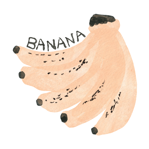 Hand Drawn Watercolour Banana with lettering