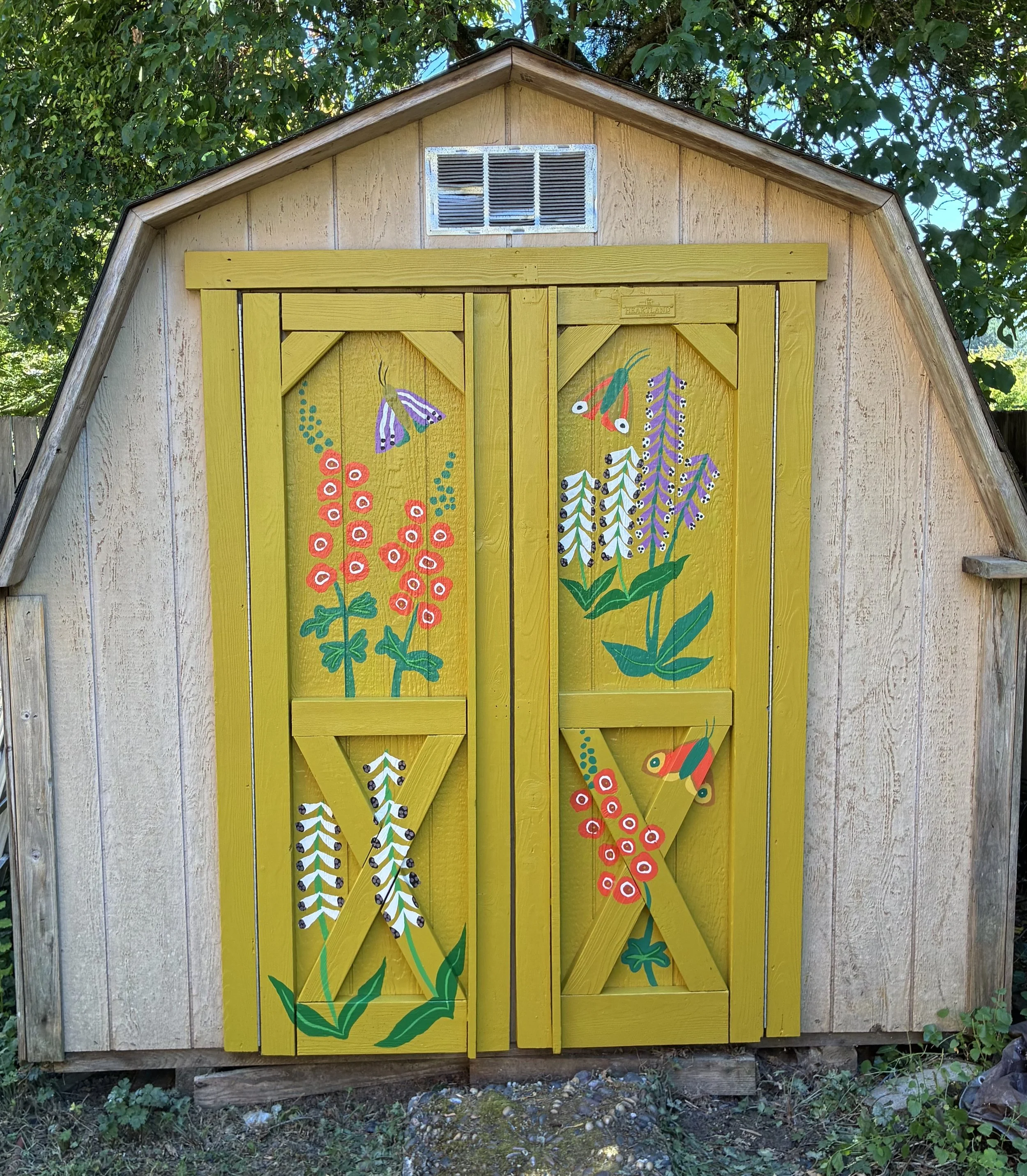 Hollyhocks, Tina, Shed.jpeg