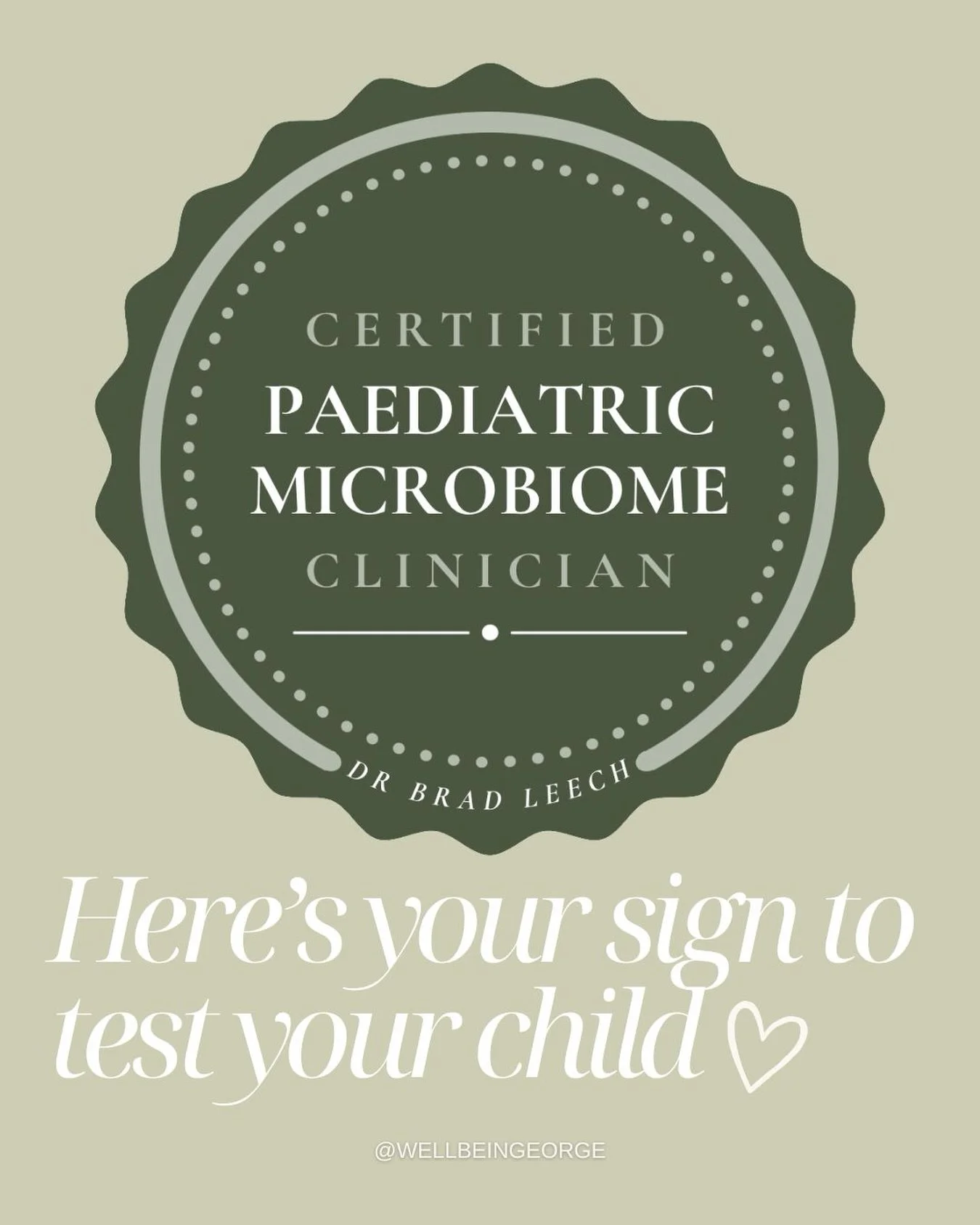 Big news 👶🧠✨

I&rsquo;ve just completed my certification in Paediatric Microbiome Testing (trained by @drbradleech DrBradLeech) and I&rsquo;m now up to date with the latest research on safely assessing and supporting gut health in infants and child