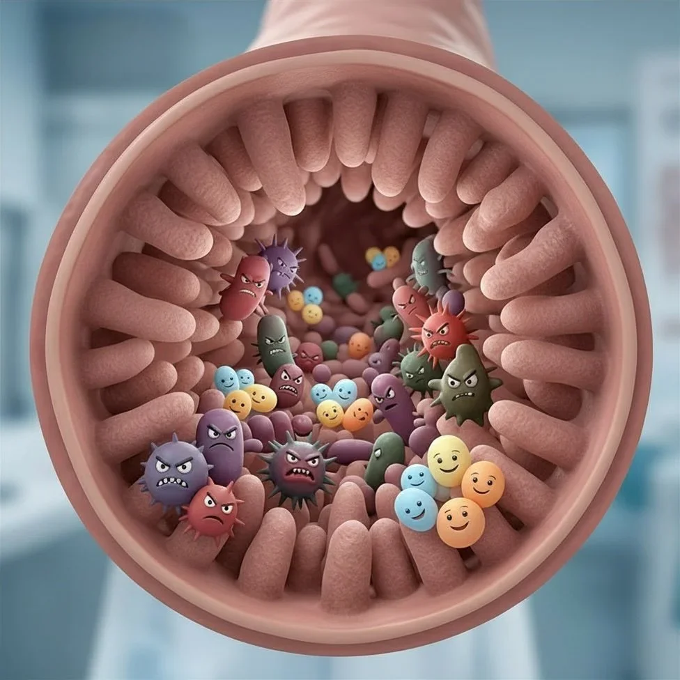 SIBO breath test gut bacteria illustration