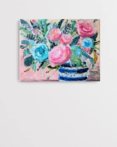 Forget Me Not...  Acylic and Collage on Canvas, 11 x 14 in