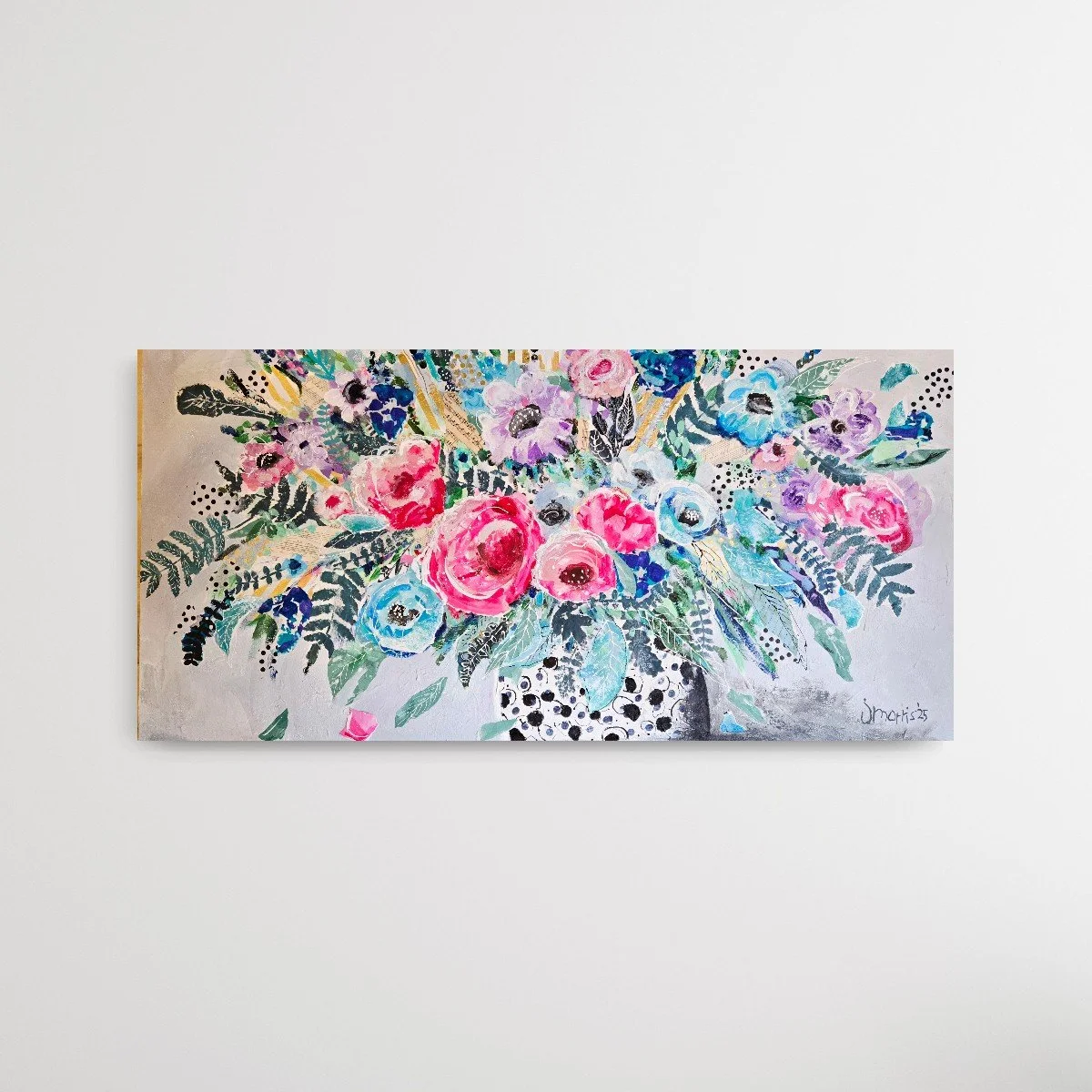 Bohemian Rhapsody...  Acrylic and Collage on Canvas, 24 x 48 x 1.5 in