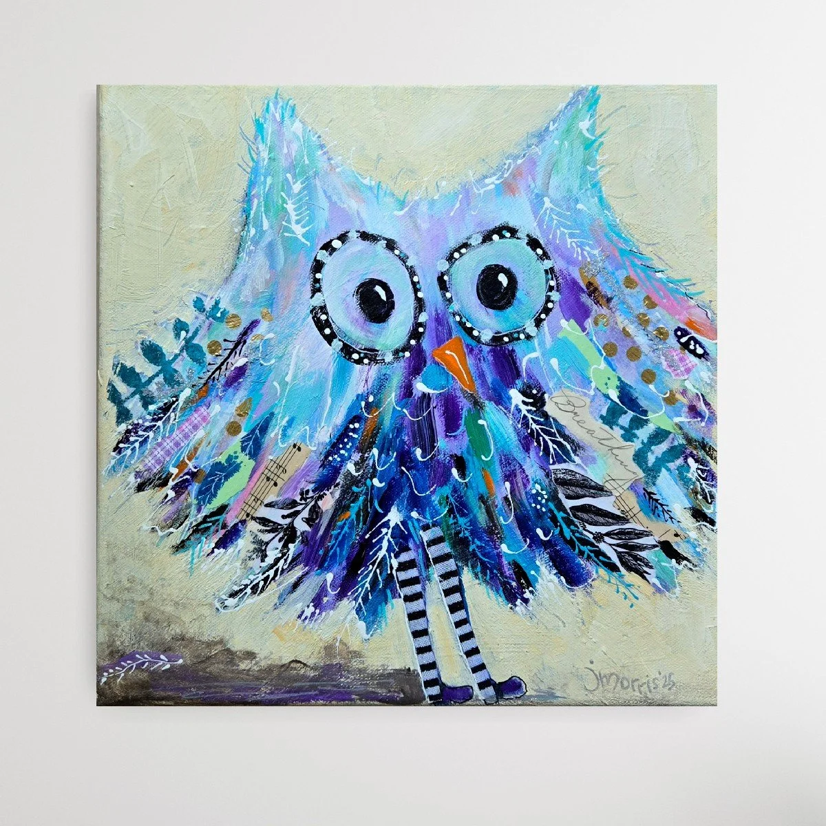 Smarty Pants...  Acrylic and Collage on Canvas, 12 x 12 in