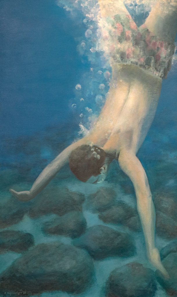 Carefully reckless (2021), acrylics on canvas, 100 Χ60 cm