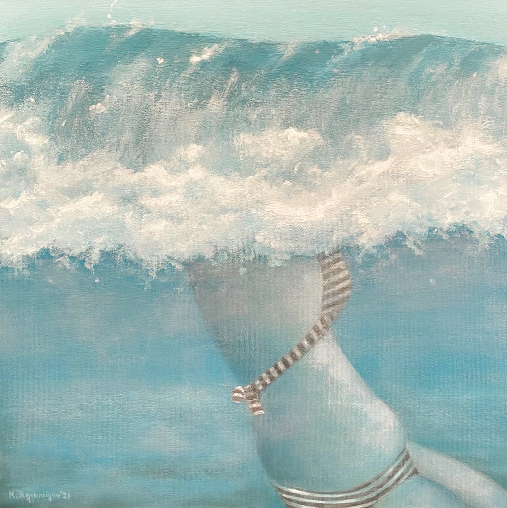 The wave (2021), acrylics on canvas, 50X50 cm