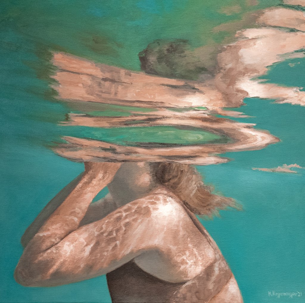 A sea of hope (2021), acrylics on canvas, 50X50 cm