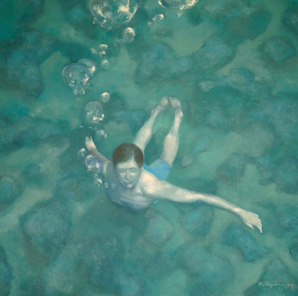 Exhalation (2022), acrylics on canvas, 50X50 cm