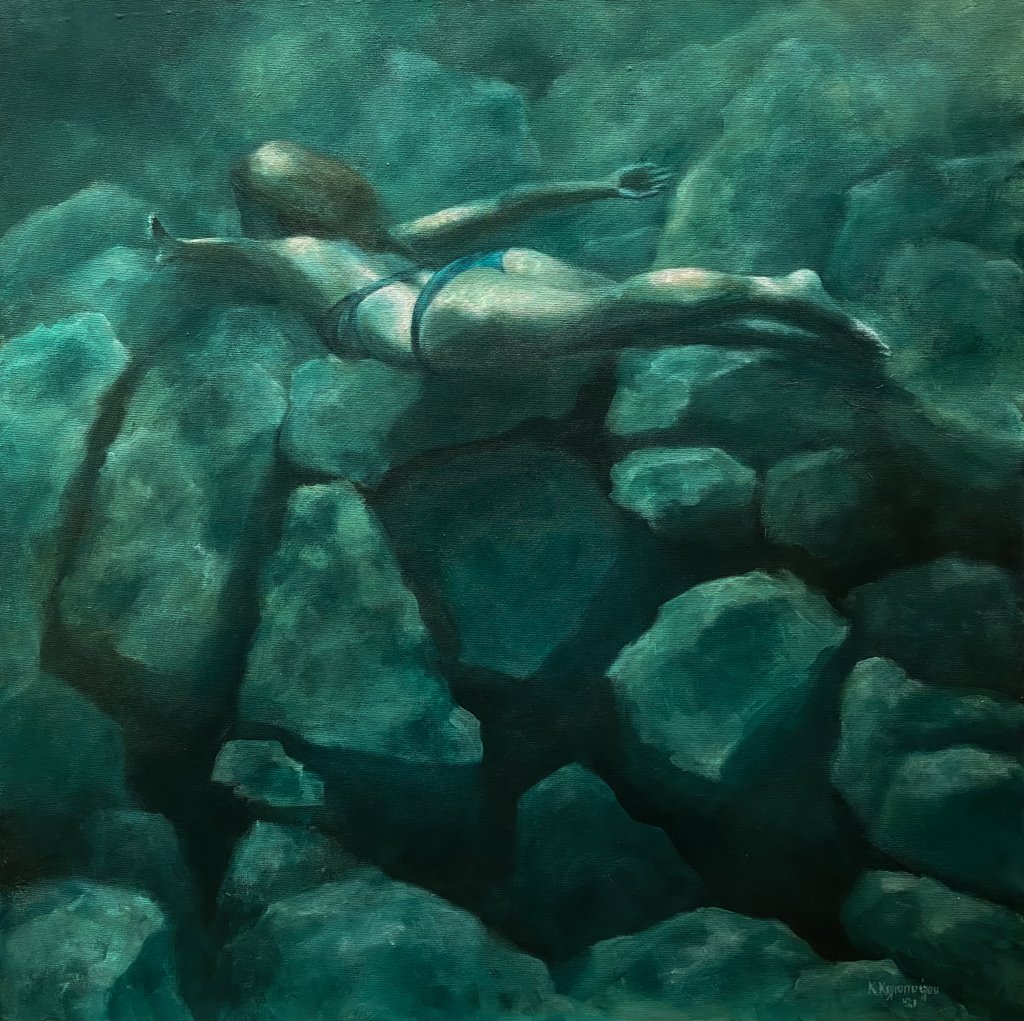 A dose of courage (2021), acrylics on canvas, 70X70 cm