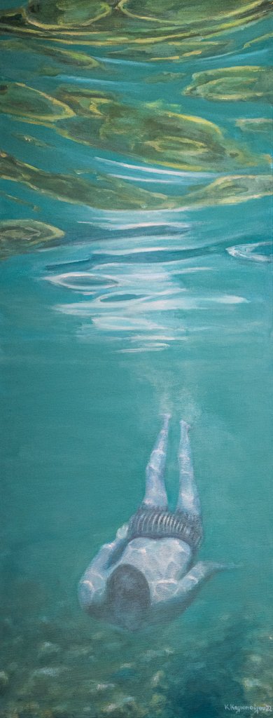 Wandering (2022), acrylics on canvas, 90X35 cm