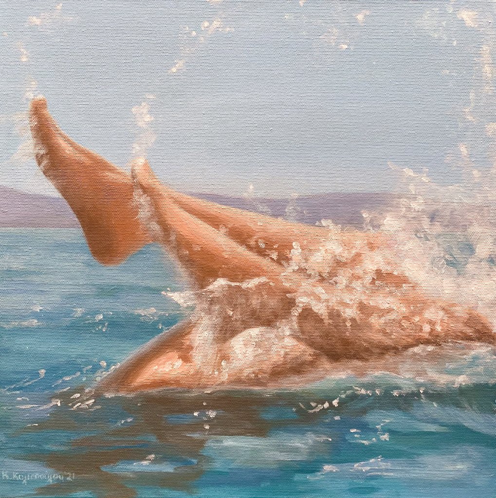 Happy feet (2021), acrylics on canvas, 40X40 cm