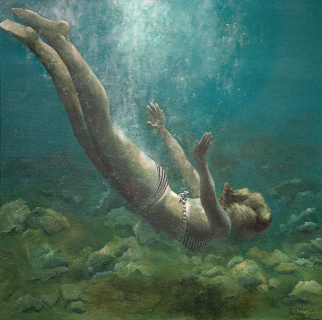 Quest (2021), acrylics on canvas, 90X90 cm