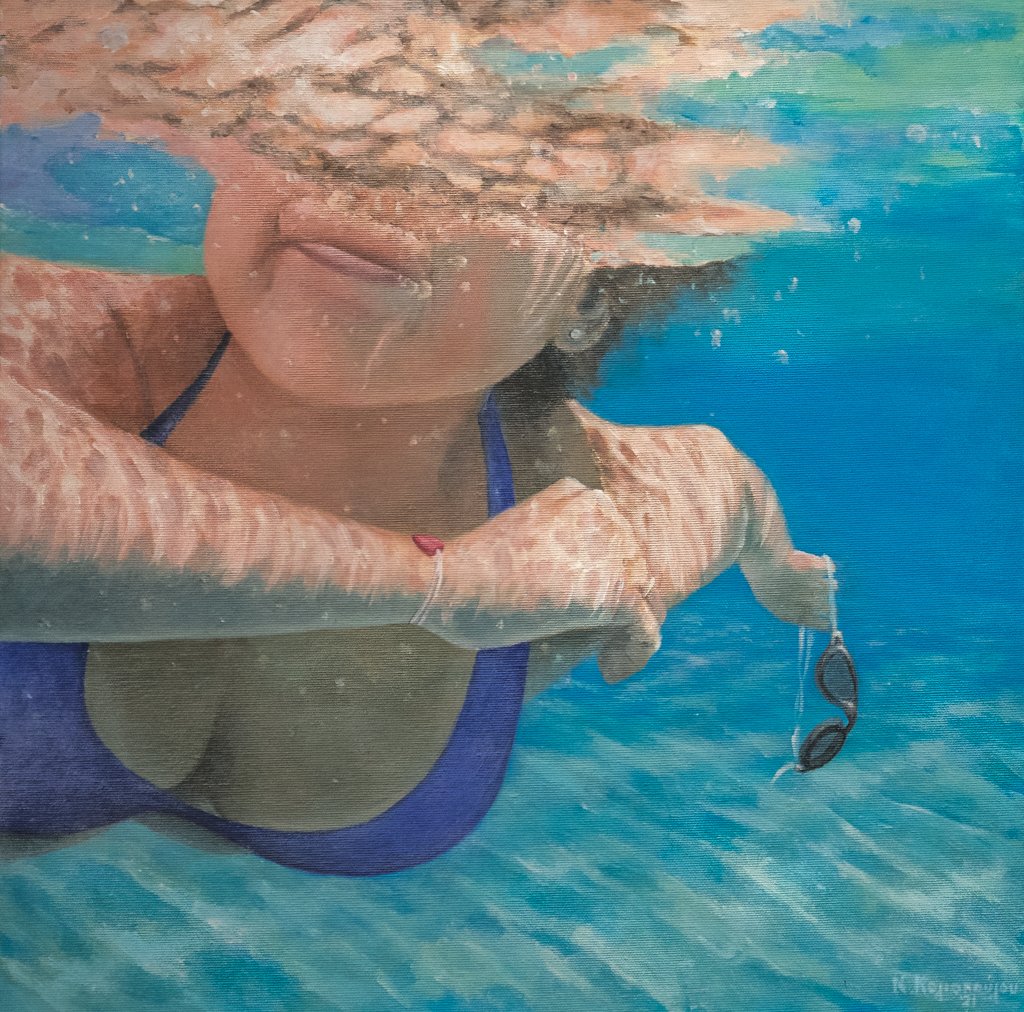 Change of course (2021), acrylics on canvas, 50X50 cm
