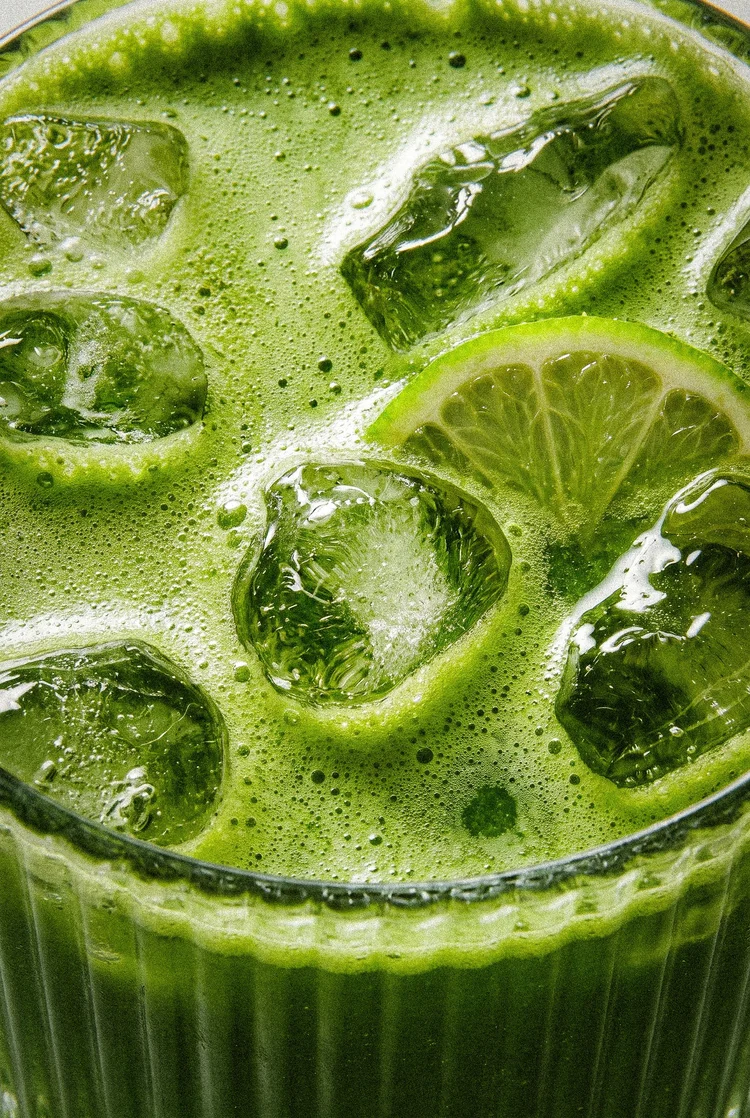 Iced matcha drink close up, product photography by CL42ITY for KaMoss