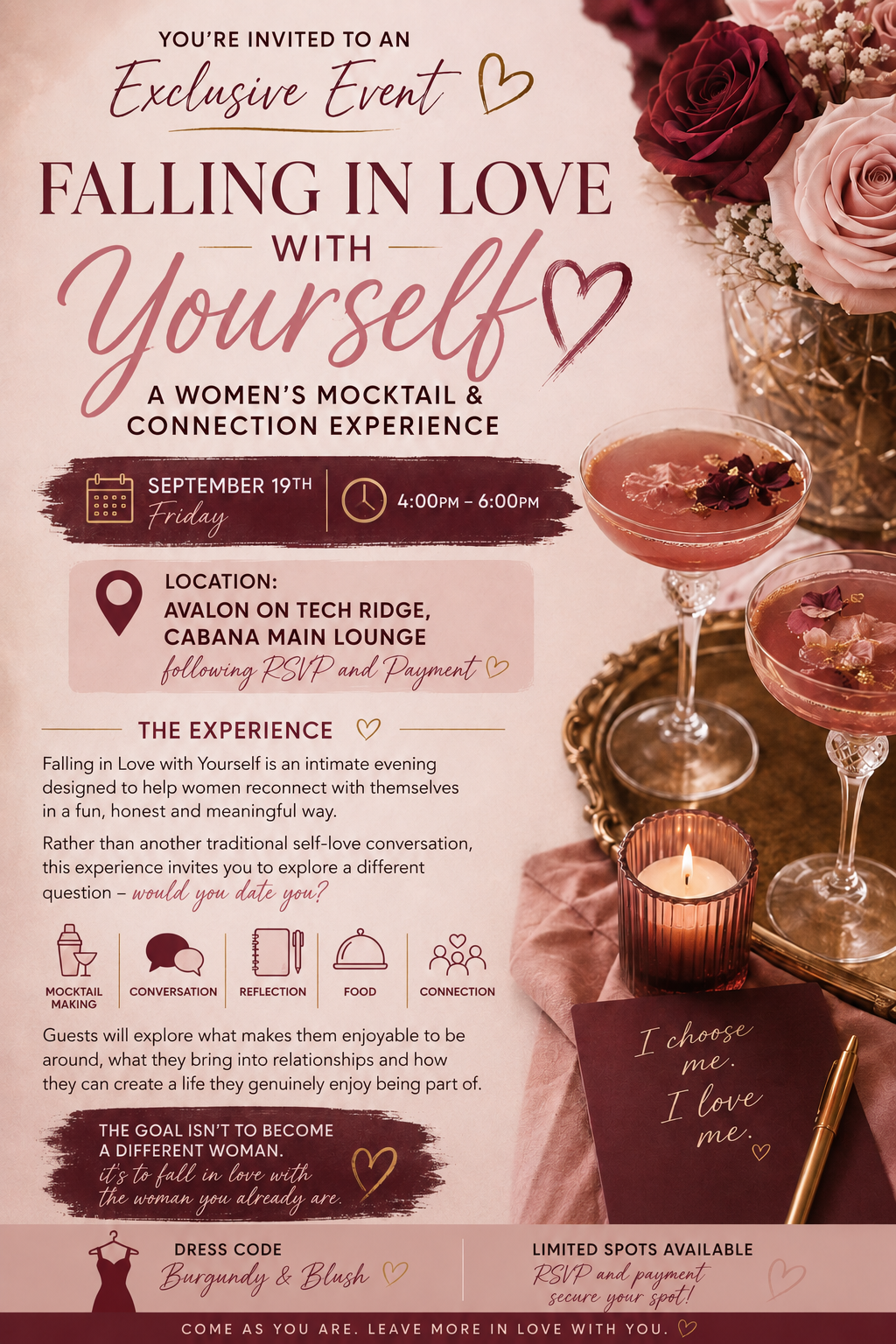 Falling In Love with Yourself: A Women's Mocktail & Connection Experience - (Early Queen)