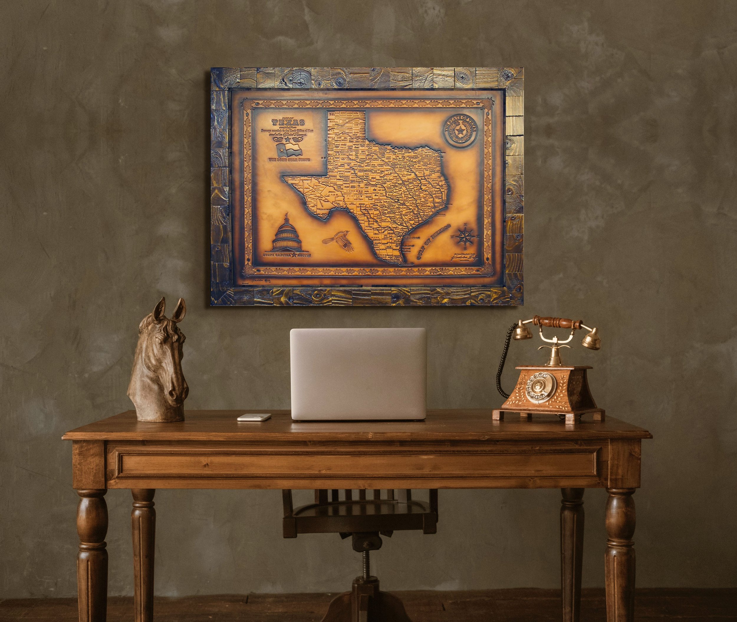 State of Texas Leather Map