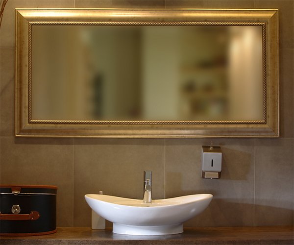 Gold large bathroom mirror
