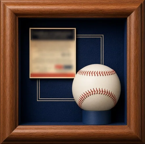 Baseball and certificate of authenticity in a deep wood shadow box, framed by The Frame Gallery