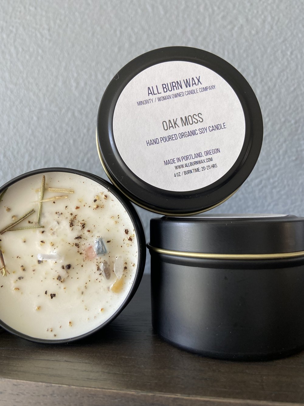 Oak Moss 4oz Tin — All Burn Wax