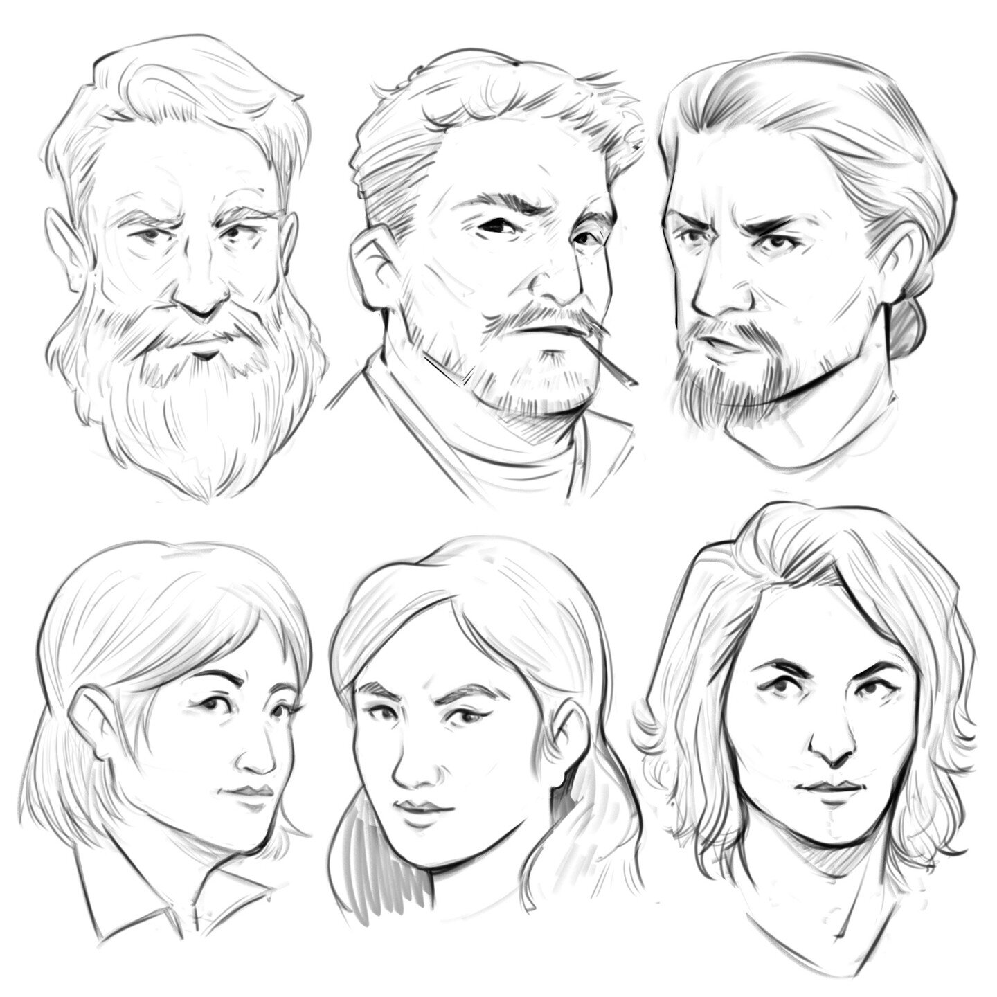 Some warm-up sketches that I did today, definitely been a while since I've done portraits.
.
.
.
.
.
.
.
.
.
.
.
#doodle #sketch #portrait #art #artistoninstagram #warmup #sketches #instaart #artist #faces #linework #lineart #digitalart #illustration