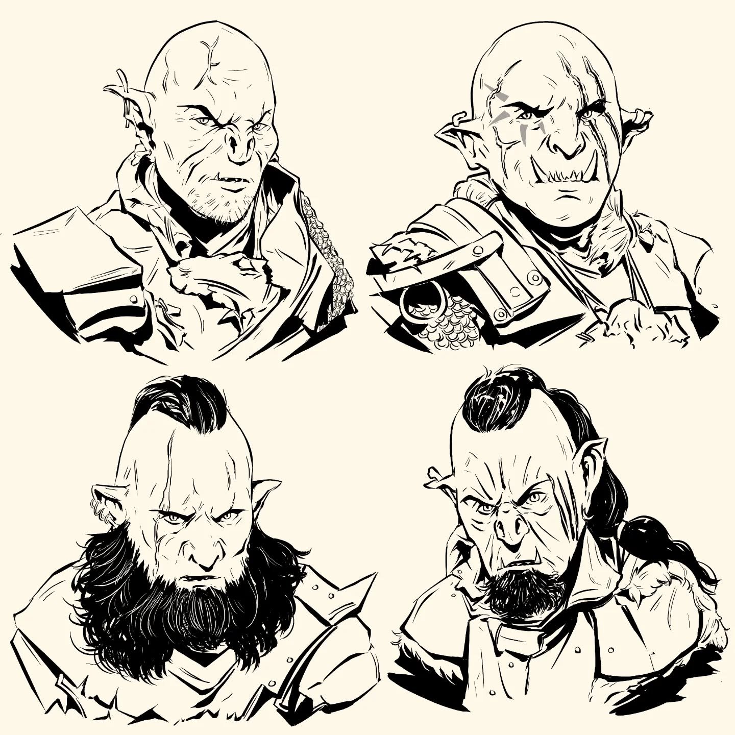 Another round of Orc portraits!

Individual portraits on the next slide(s).

Will be slowing down on making portraits pretty soon here as I'm expanding on playing around with other art mediums.