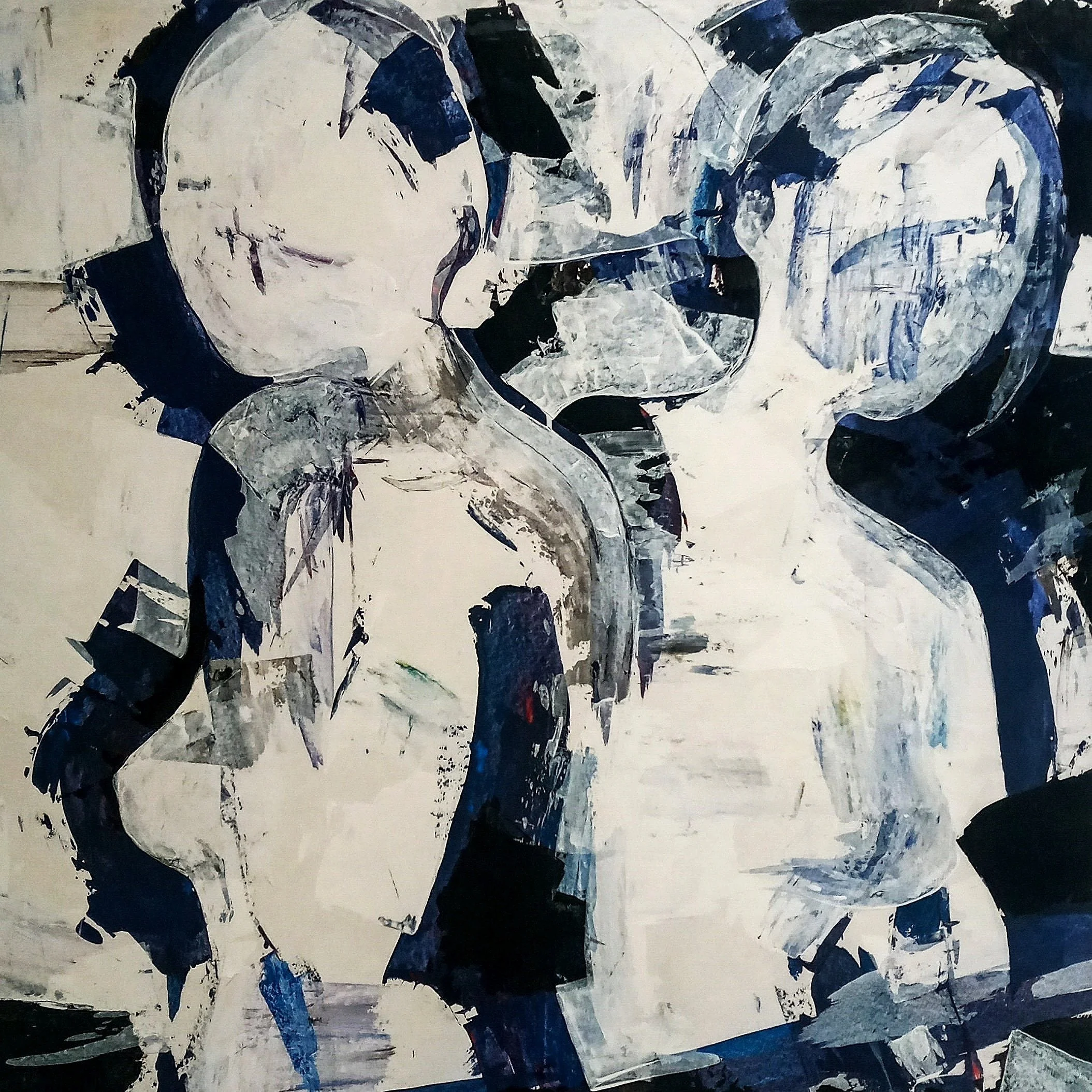 Chromatides II, acrylic on Fabriano paper, mounted on wood, 36 x 36 inches, 2020.