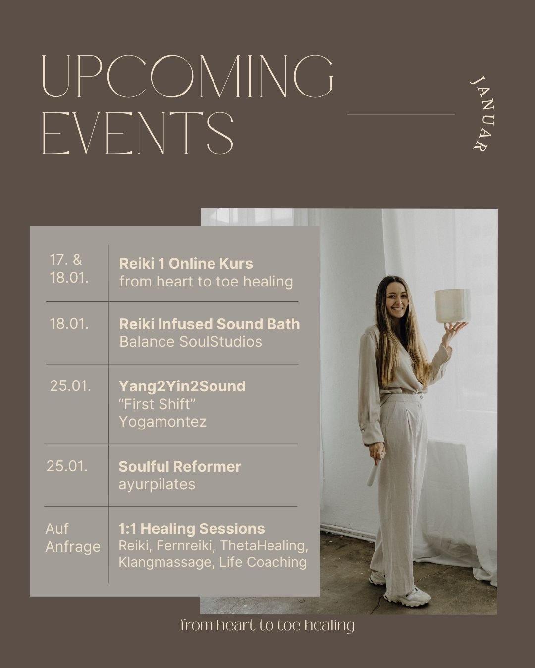 Ein neues Jahr und ich freue mich auf viele weitere Sessions, Sound Baths, Ausbildungen und Kurse mit euch 🤍✨☃️ #2026bringiton 

🤍 am 17. &amp; 18.01. startet der n&auml;chste Reiki 1 Online Kurs (noch kannst du dich bei mir daf&uuml;r anmelden)
🤍