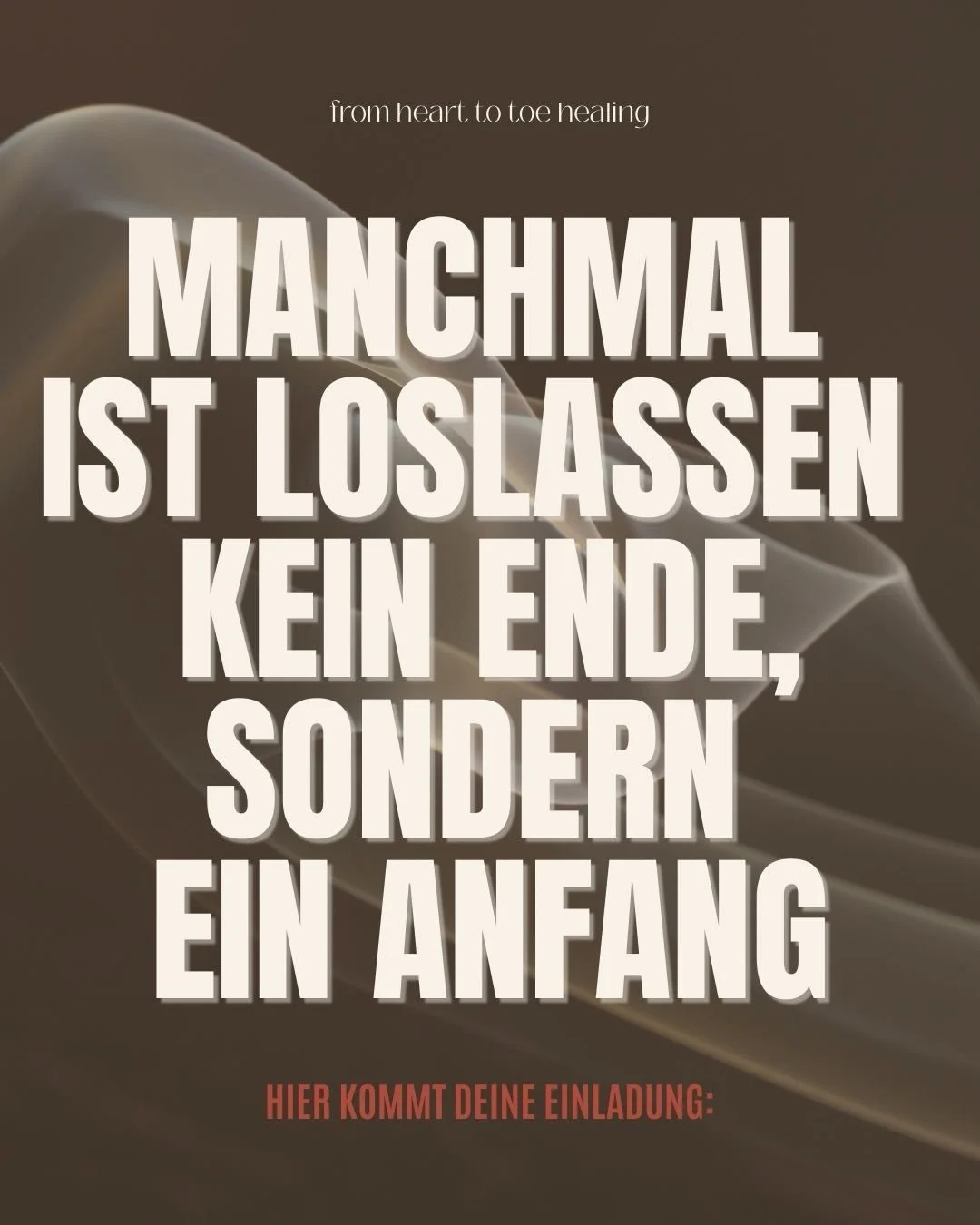 Hier kommt deine Einladung:

Wir haben die Vorstellung, dass loslassen immer weh tut, schmerzhaft und kr&auml;ftezehrend ist. Ja, teilweise. Aber was, wenn sich pure Lebensfreude und Lebenskraft dabei entfaltet? 
Was, wenn du dabei sp&uuml;rst, &quot