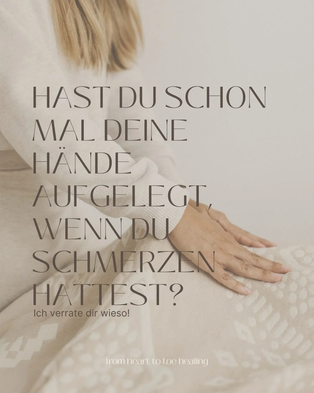 Wie oft legen wir intuitiv unsere H&auml;nde auf die Stellen, die schmerzen - ob bei uns selbst oder bei unseren Liebsten? 🤲🏼

Wie oft machst du das? 🤔

Das Geheimnis dahinter liegt in unser F&auml;higkeit ein Mensch zu sein: Die heilende Kraft un