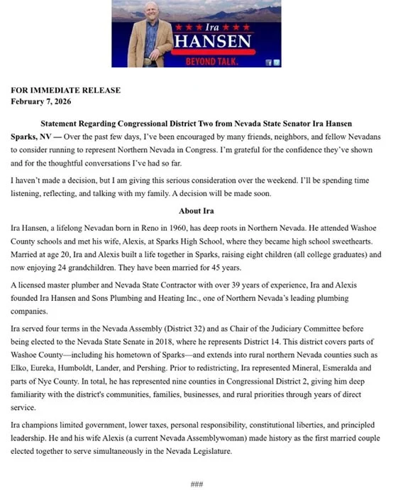 Could an Ira Hansen Congressional Run Revive the Lands Bill?