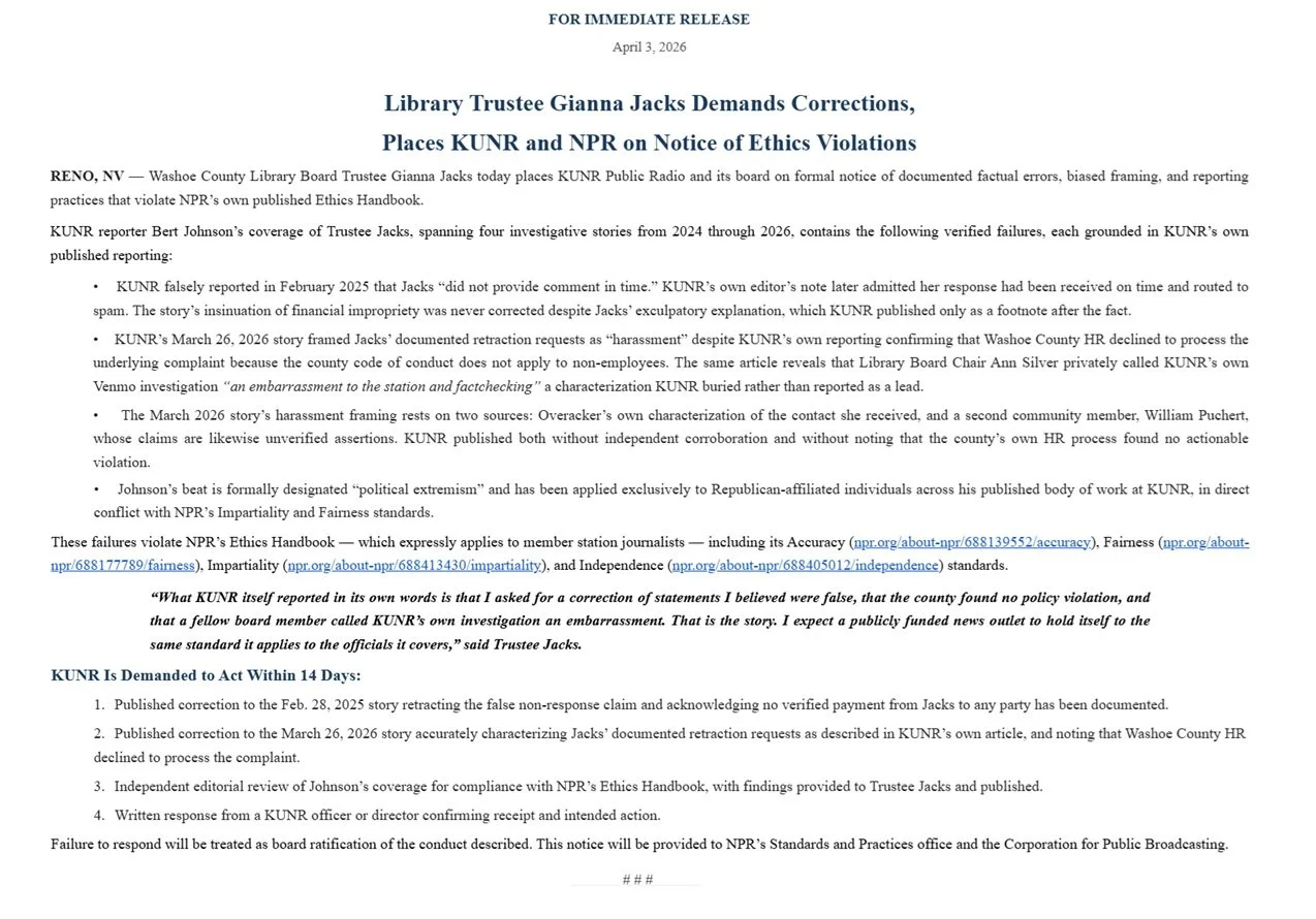 KUNR Keeps Swinging at Gianna Jacks—Why?