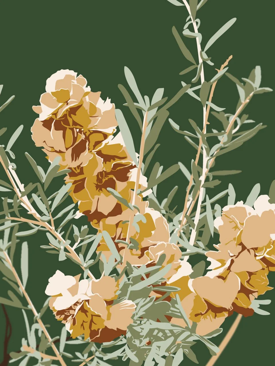 Yellow flowers on a green background