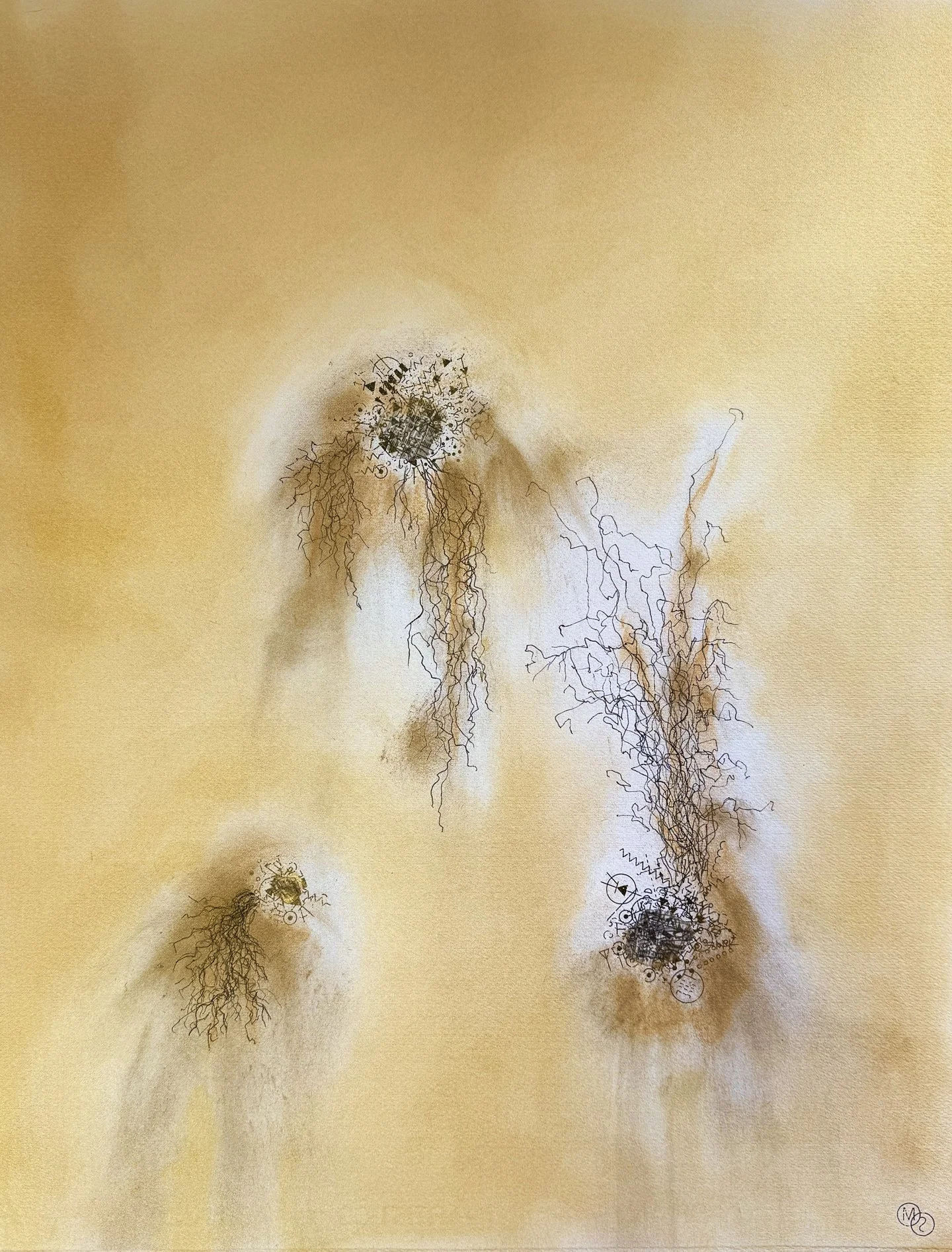 Uprooted 1, 2025 2025 earth, pastel, dry transfer symbols, ink drawing on Fabriano paper
22"x30"