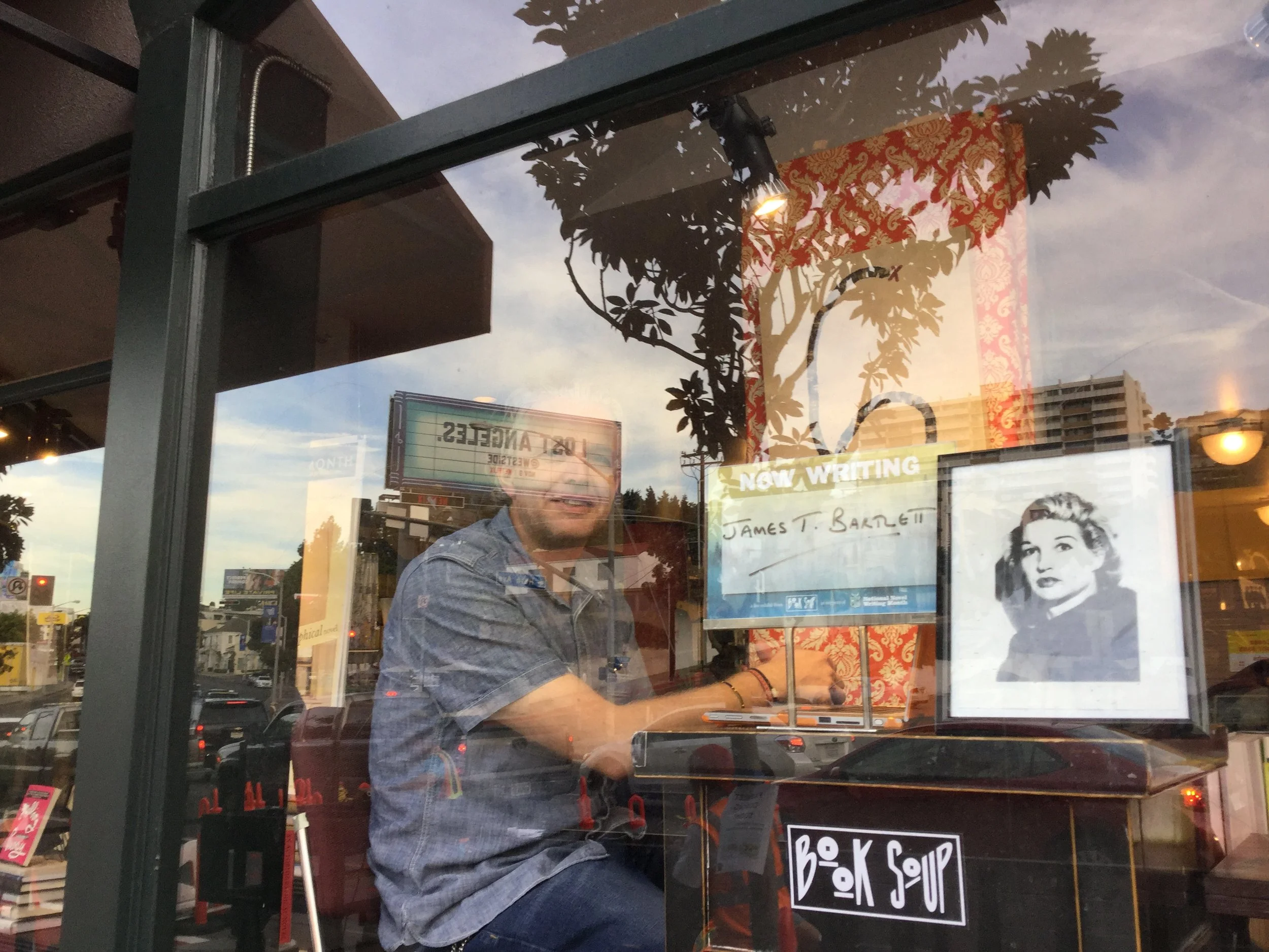 Years later in 2018, I worked on "The Alaskan Blonde" while sitting in the window of Book Soup as "living art" - I had no idea that years before, this had been the mortuary where Diane's body had been taken in 1954. 