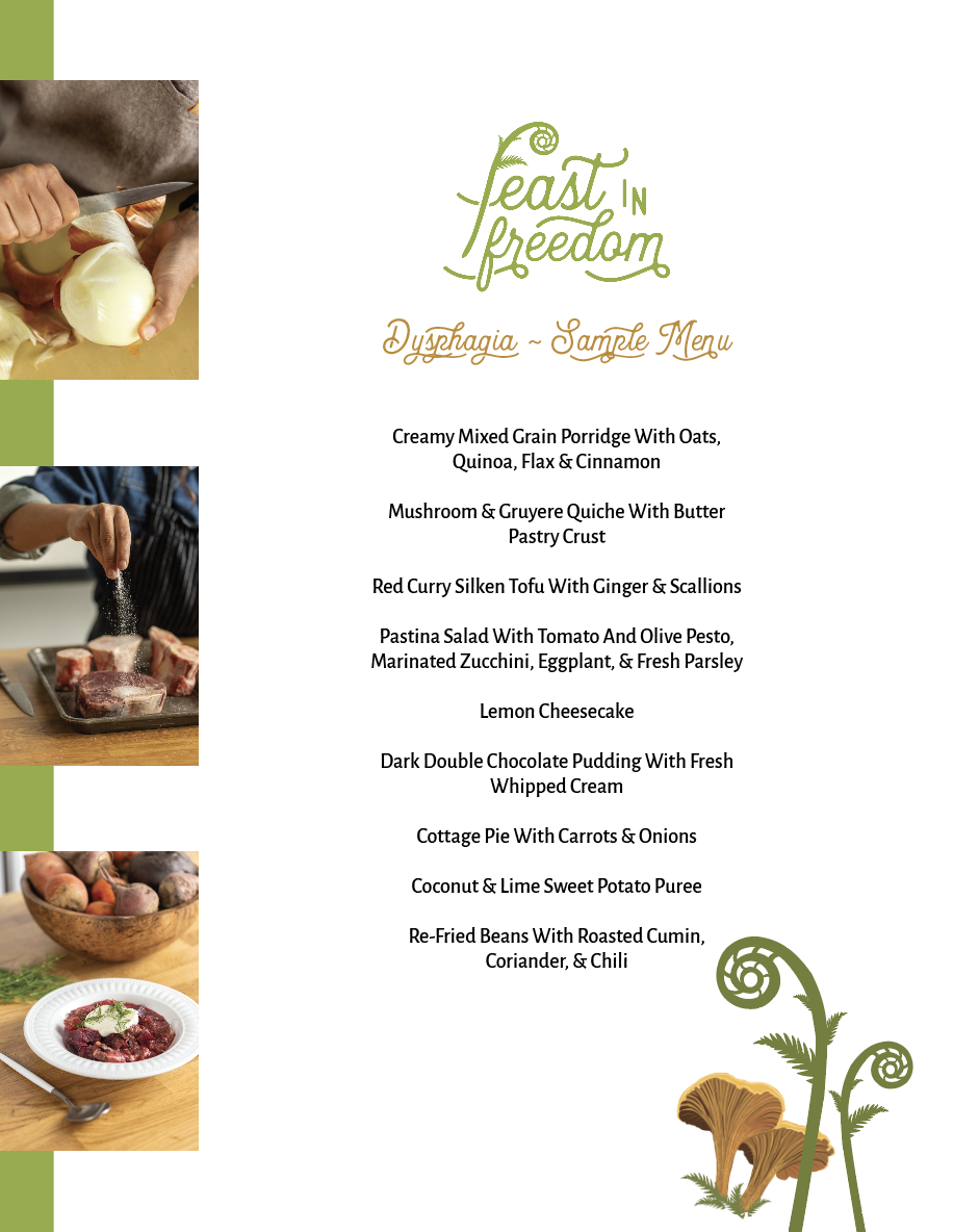 Dysphagia sample menu by Zoe Borenstein, Private chef of Feast in Freedom
