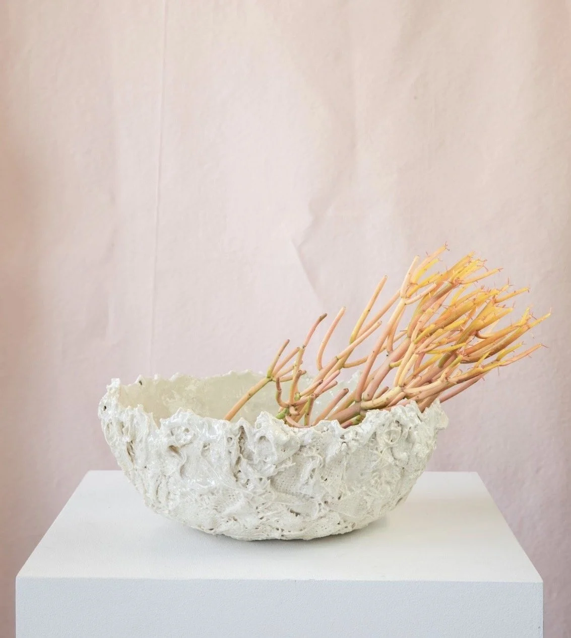 Fabric Vessel-
Burlap & Porcelain Slip
16"Wx6"H